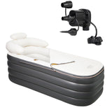 Crossing King Inflatable Bathtub, Portable Bathtub Adult with Electric Air Pump, Freestanding Foldable Spa Tub with Backrest Cup Holder for Indoor Outdoor, Easy to Inflate＆Drain (Gray)
