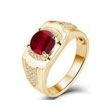 Oseew Gold Mens Created Ruby Ring for Men Sterling Silver/ 10k/14k/18k Gold Created Mens Ruby Gemstone Rings Customized 2-6 Carat Men's Ruby Ring Engagement Ring Promise Ring For him