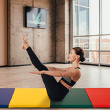 Tumbling Mats Gymnastics Tumbling Mats Foldable Foldable Yoga Mat Thick PU Leather Exercise Mat With Carrying Handles for home Workout outdoor Gymnastics Yoga Pilates BestMassage