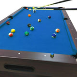 SIMBASHOPPING 7 Foot Pool Table Modern Billiard Table with Blue Felt, Ball Return and Accessories - Blue Sea
