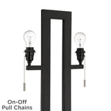 360 Lighting Neil 26" High Rectangular Rustic Modern Table Lamps Set of 2 USB Port Pull Chain Black Metal White Shade Living Room Charging Bedroom Bedside Nightstand House Office Entryway
