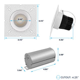 LUXRITE 4-Inch Trimless LED Recessed Spotlight, 25W, 2000LM, 5CCT Selectable 2700K-5000K, 38° Beam Angle, Dimmable, Push-n-Lock Spotlight, CRI90, Damp & IC Rated, Plaster Downlight, ETL White (4 Pack)