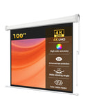 100" Matte White Motorized Projector Screen for UST Long/Standerd Throw Projector,178°Viewing Angle Movie Screen with Remote Control for Home Theater Presentation Education Wall/Ceiling Mount(16:9)