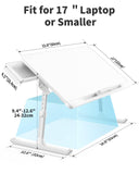 SAIJI Laptop Bed Tray Table, Adjustable PVC Leather Laptop Bed Table, Portable Standing Desk with Storage Drawer, Foldable Lap Tablet Table for Sofa Couch Floor (Large,White)