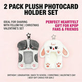 DegoCyhton Photocard Holder, Kpop Photo Card Keychain, 2 Pack 3 Inch, Clear PVC Window, Anti-Shed Plush Design, 360 Rotating Hook, for Teen Girls Student Campus Backpack Pendant & Card Protection