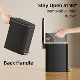 Small Bathroom Trash Can with Lid Soft Close, Step Pedal