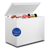 Smad Chest Deep Freezer 14 Cu Ft, Large Chest Freezer with 7 Level Adjustable Temperature,Compact Freestanding Top-opening Deep Freezer with Removable Storage Basket, Wheels, White