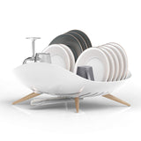 carrotez Dish Drying Rack, Dish Rack, Dish Drainer with Swivel Spout for Kitchen Counter, Auto Water Drainage, Durable, Rustproof, White