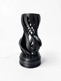MAKER 3D Twist Spiral Table Lamp in White - Handmade 3D Printed Shadow Projection Night Light, Dimmable USB LED Bedside Accent Lamp for Bedroom, Nursery and Office Desk Decor