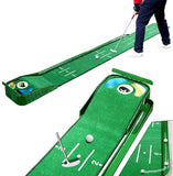 Golf Putting Mat with Water and Bunker Hazards – Extra Long at 9.4 Feet with Automatic Ball Return Ascent