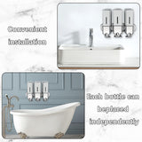 No-Drill 3 Pack 500ml Wall Mounted Soap Dispenser for Bathroom and Kitchen, Shampoo and Conditioner Dispenser Drill Free with Adhesive(Square-Silve)
