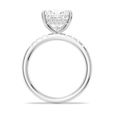 Princess Cut Moissanite Engagement Ring, Side Accents, 3CT Silver Size 6.5