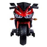 Electric Ride-On Motorcycle for Kids with 12V Motor, Training Wheels, Manual Throttle, Light Up Wheels, Music Player & Headlights - Ages 3-6 (Red + Plastic + 50-99 pounds)