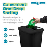 Home Logic Recycling Bin System, 3 Pack Waste Sorting Containers with Stickers