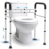 Careboda Toilet Safety Rails, Toilet Frame for Seniors, Elderly & Disabled, Toilet Rails Adjustable, Foldable Toilet Handles, Non-Slip Foot Mats, Easy to Store, Fit Any Toilets, 300lbs Capacity