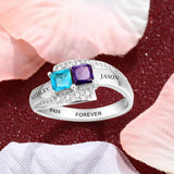 Oseew Mothers rings with 2 birthstones 14k gold mothers ring 2 birthstones real white gold personalized mothers ring 18k gold Mother daughter Ring 10k Gold