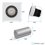 LUXRITE 4-Inch LED Trimless Recessed Spotlight with Black Reflector Trim Replacement 25W, 2000LM, 2700K-5000K, 38° Beam Angle, Dimmable, Push-n-Lock, CRI90, Damp & IC Rated, ETL White + Black (4 Pack)