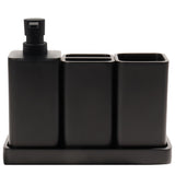 YMXYJM Bathroom Accessories Set, 4 Pcs Bathroom Accessory Set, Soap Dispenser, Toothbrush Holder, Qtip Holder Set, Bathroom Sets Complete, Bathroom Sink Set for Modern Home,Matte Black