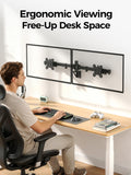 Bracwiser Dual Monitor Wall Mount for 17 to 32 inch Computer Screens, Each Holds to 22 lbs, Heavy Duty Telescoping Wall Monitor Arms, 75x75/100x100 VESA Horizontal Assembly Wall Mount, Black, WM94X2