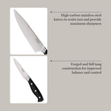 Martha Stewart Greeley 14 pc Triple- Riveted Cutlery Knife Acacia Wood Block Set w/Comfort Grip Handles- Black