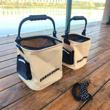 Collapsible Fishing Bucket 3.7 Gallon/14L - Portable Folding Live Bait Bucket with Aerator Pocket, Rope & Net for Live Fish & Shrimp, Kayak, Camping, Hiking