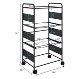 PUNCIA 3 Tiers Metal Rolling File Carts with Wheels Hanging Files for Letter Size Movable Pull-Out File Folder Rack Drawer File Cabinet