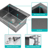 TSIBOMU 22 x 18 inch Drop-in Kitchen Sink, Single Bowl Single Hole 304 Stainless Steel Topmount Kitchen Sink, Black