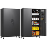 Yizosh Metal Garage Storage Cabinet with Locking Doors and Adjustable Shelves,- 71" Rolling Steel Tool Cabinet for Home Office,Garage,Warehouse