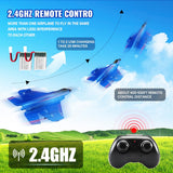 Blue RC Plane for Kids Upgrade F-22 Raptor Fighter RC Airplane Remote Control Airplane Toys 2.4 GHZ Smart 6-axis Gyro Stabilizer RTF RC Jet Aircraft Easy to Fly Outdoor Toy RC Glider for Beginners