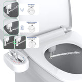imio BD186 Bidet Attachment, Hot and Cold Water Bidet, Dual Nozzle, Self-Cleaning, Adjustable Water Pressure