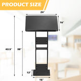 Adjustable Acrylic Podium Stand, 24" Wide Lectern with Metal Base, Portable Pulpit for Church