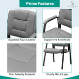 Naomi Home Faux Leather Guest Reception Chair with Armrests - Gray