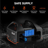 BailiBatt 300W Portable Power Station, 266Wh Solar Generator with 7 Outputs & Dual USB-C PD (24W+18W), 110V Pure Sine Wave AC, 6.5lb Lightweight Battery Backup for Camping, CPAP RV Home Blackout