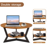 Gravilithic Round Coffee Table, Wood Circle Coffee Table with 2-Tier Storage, Center Table for Living Room Bedroom Office Apartment, Easy Assembly, 35'x 18' Inches, Espresso