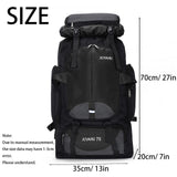 Lawaia 70L Hiking Backpack Rucking Camping Lightweight Backpacking Outdoor Travel Bag Trekking Back Pack Large Capacity Backpacks Climbing Trail Backpack for Men Women- Black