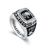 Oseew College Men Class Ring Personalized High School Ring (White Gold)