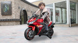Electric Ride-On Motorcycle for Kids with 12V Motor, Training Wheels, Manual Throttle, Light Up Wheels, Music Player & Headlights - Ages 3-6 (Red + Plastic + 50-99 pounds)