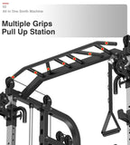 DONOW Smith Machine with Weight Stacks, Multi Function Home Gym System Training Power Cage Squat Rack Dual Cable Crossover Machine All in One