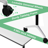 4 Pack Folding White Conference Table,47.2in Modular Mobile Training Table