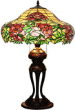 Tiffany-Style Lamp Table Peach Kapok Peony Glass Lampshade Desk