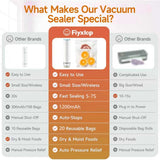 2-in-1 Vacuum Sealer for Food,Portable Vacuum Sealer Machine with 20 Reusable Vacuum Bags+ 4 Mason Jars Lids,Rechargeable Food Vacuum Sealing fo Preserve 5X Freshness with Easy Operation