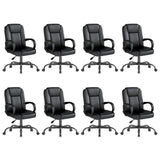 Keratee Executive Office Chair, Leather Desk Computer Chair with Armrests, Mid-Back Swivel Adjustable Ergonomic Design for Home Office, 8PC, Black