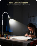 GOEBLESON Reading Floor Lamp, 74.2" Tall LED Lamp, with 360° Flexible Gooseneck & Touch & Remote Control, Ajustable Color & Beam, Crafts Standing Lamp, for Reading, Task Craft, Living, White WW16LD05