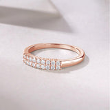 Oseew Created Diamond gold Engagement Ring band Stackable Bands and Wedding Rings Anniversary Bands 0.25CT/1/4 Christmas Valentines day (rose gold)