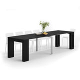 Mobili Fiver, Easy, Extendable Console Table with Extension Leaves Holder, 17.7(120.1) x35.4 in, Ashwood Black, Made in Italy