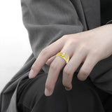 Oseew Round Cut Moissanite Rings Wedding for men Hip Hop Iced Out Luxury Men's Moissanite Ring sterling silver/ 10k 14k 18k gold Cross Design (yellow gold)