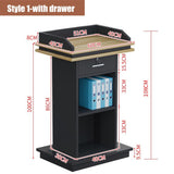 Professional Wooden Podium with 4 Rolling Wheels & Storage Shelf - Versatile Lectern for Presentations, Weddings, Schools, Churches, & Events - Mobile, Durable, Elegant Design