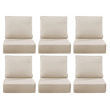 LOOFRA 6" Thick Outdoor Chair Cushions, 24 x24 Inch Patio Furniture Cushions Set of 6 with Water Resistant & Removable Cover, UV Resistant, 30D High Density Sponge Patio Cushion, Beige