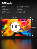 AWOL VISION 100-inch Projector Screen Fixed Frame, 1.3 dB Peak Gain, The Perfect Combo with LTV-2500, 80% Picture Quality Improved, 4K / 8K Ultra HD, Active 3D Wall Mount Projector Screen, MW-100