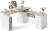 L Shaped Standing Desk, 63 inch Executive Standing Desk, Adjustable Height Desk with Storage Drawers for Home Office